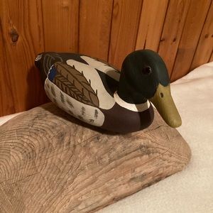 Vintage hand painted duck decoy. Mallard Drake